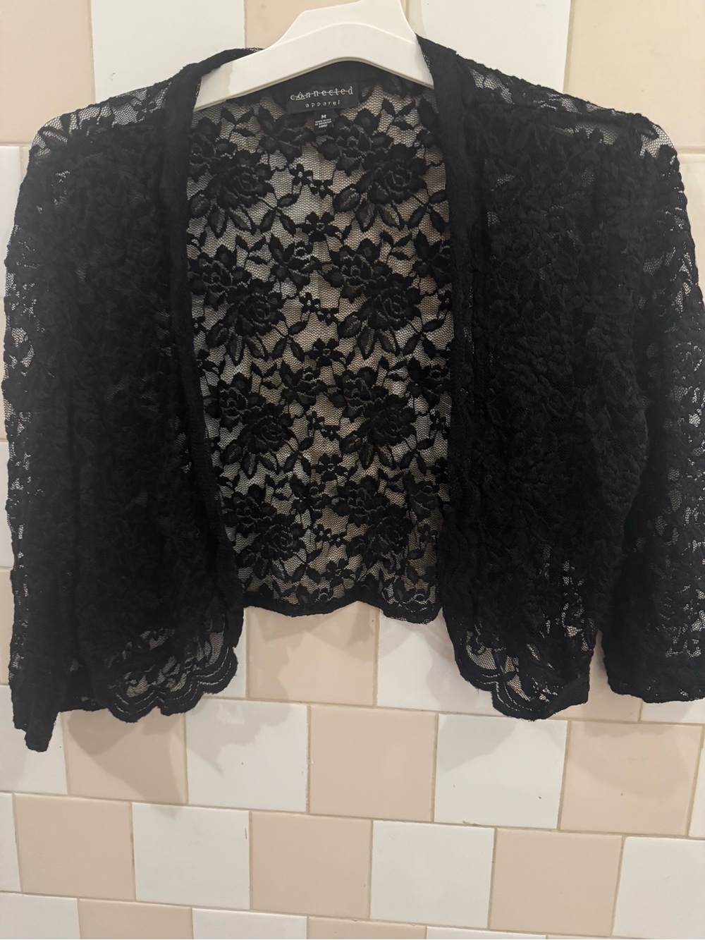 connected apparel Black Floral Lace Cover-Up